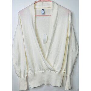 Gap Womens White Wrap Style Cotton Sweater Medium